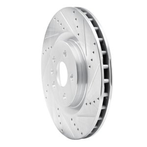 Buick Regal Brake Rotor (1) - Front Right - R1 Concepts - Drilled & Slotted - Silver - `09-`17